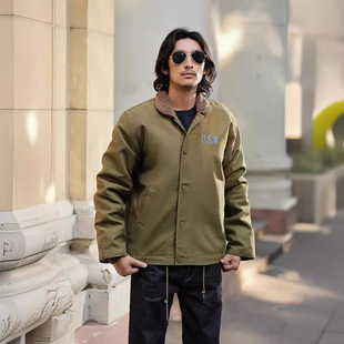 加厚N1男士 JACKET 羊羔绒棉服外套 1甲板服夹克DECK OKONKWO海军N