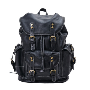 男士双肩包头层牛皮休闲双背包植鞣皮八荒地欧美复古旅行包