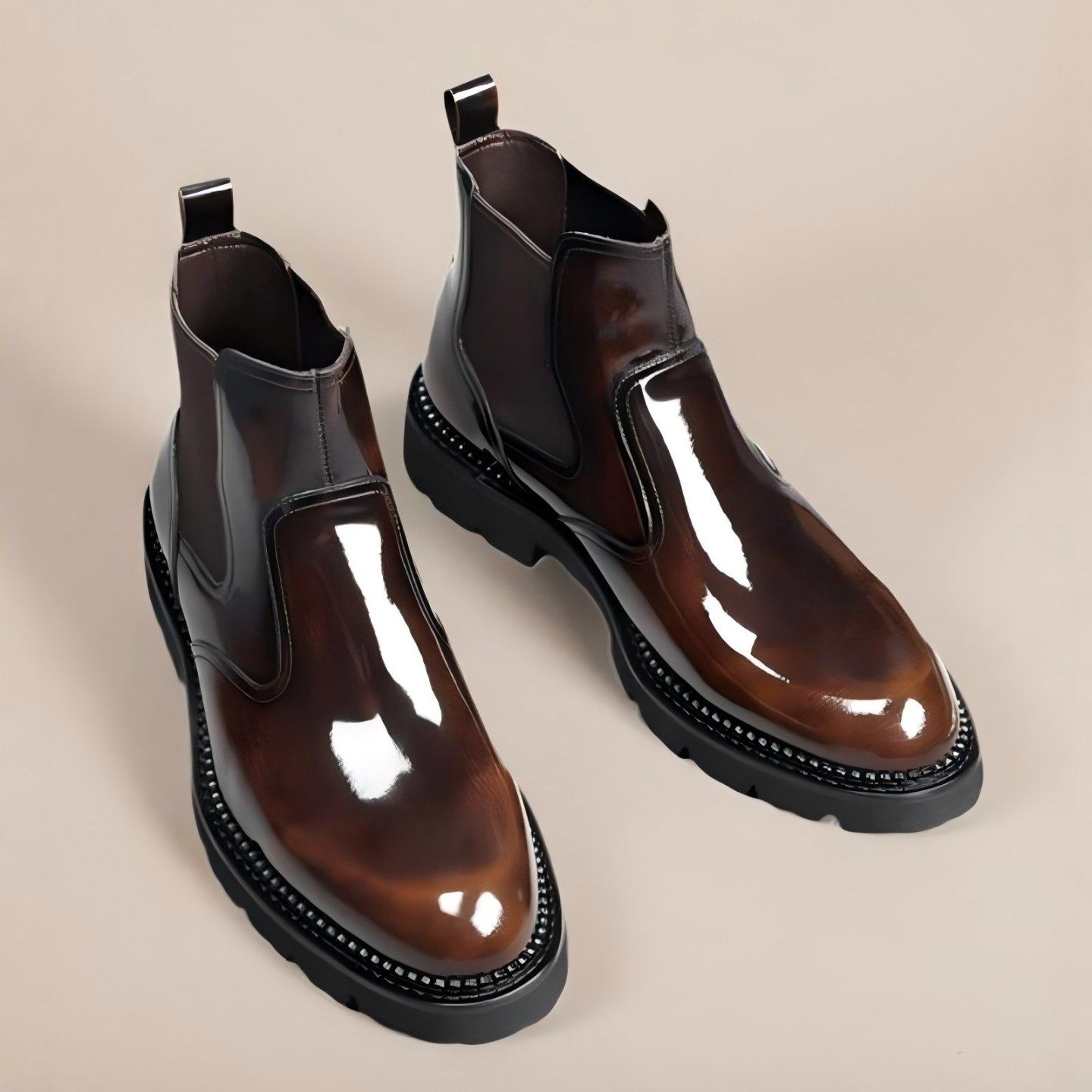 英伦真皮切尔西靴男秋冬季男士皮靴商务高帮皮鞋男高级亮面皮靴男,流行男鞋,切尔西靴,淘宝优惠券,粉丝福利购,淘宝优惠卷
