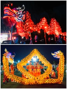 国标3号龙舞龙道具灯光龙牛津布烫金灯光龙国标龙龙皮亮铜线LED