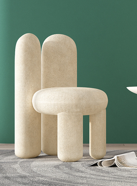 兔耳朵网红化妆椅奶油风设计师现代简约卧室轻奢梳妆凳子异形椅子