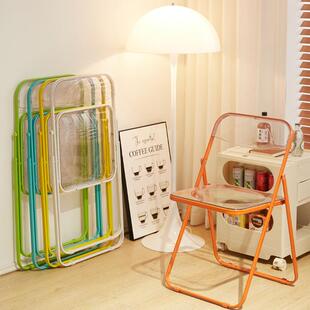 透明椅子亚克力餐椅ins时尚网红拍照凳子塑料折叠椅服装店化妆椅