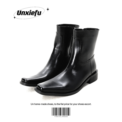 切尔西马丁靴橡胶方头