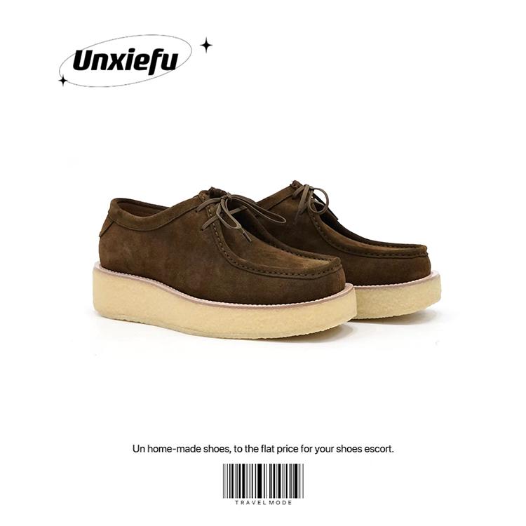 2025新款咖啡色反绒休闲乐福鞋