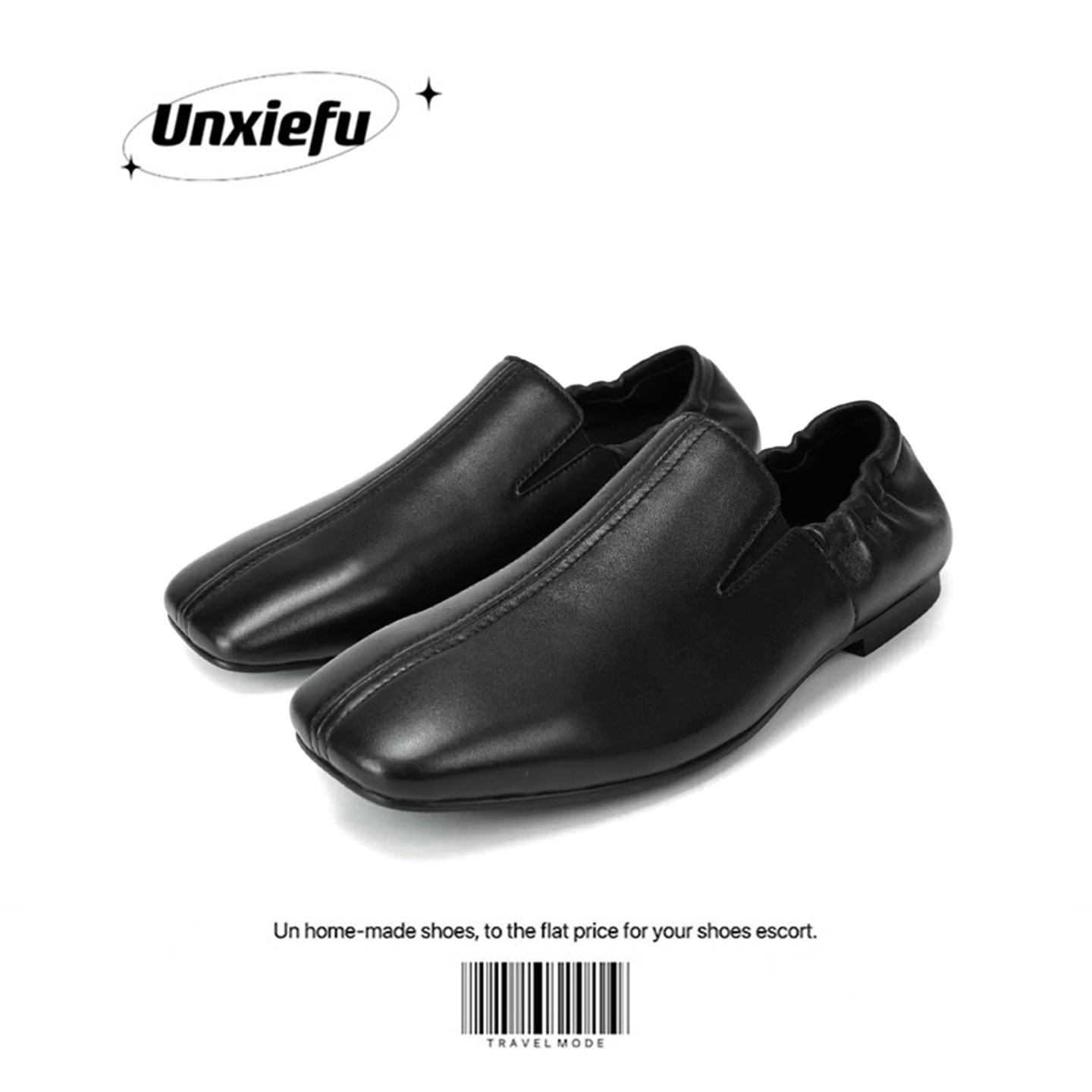 UNZIZHI 方头僧侣皮鞋小牛皮一脚蹬乐福鞋套脚懒人鞋商务Cleanfit,流行男鞋,乐福鞋（豆豆鞋）,淘宝优惠券,粉丝福利购,淘宝优惠卷