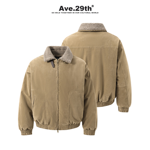 型短宽干练麂皮棉服外套 Ave.29th羊羔毛拼领棉服bomber版