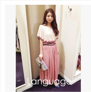 包邮 Language2016新款修身长款女连衣裙宴会礼服公主长裙正品