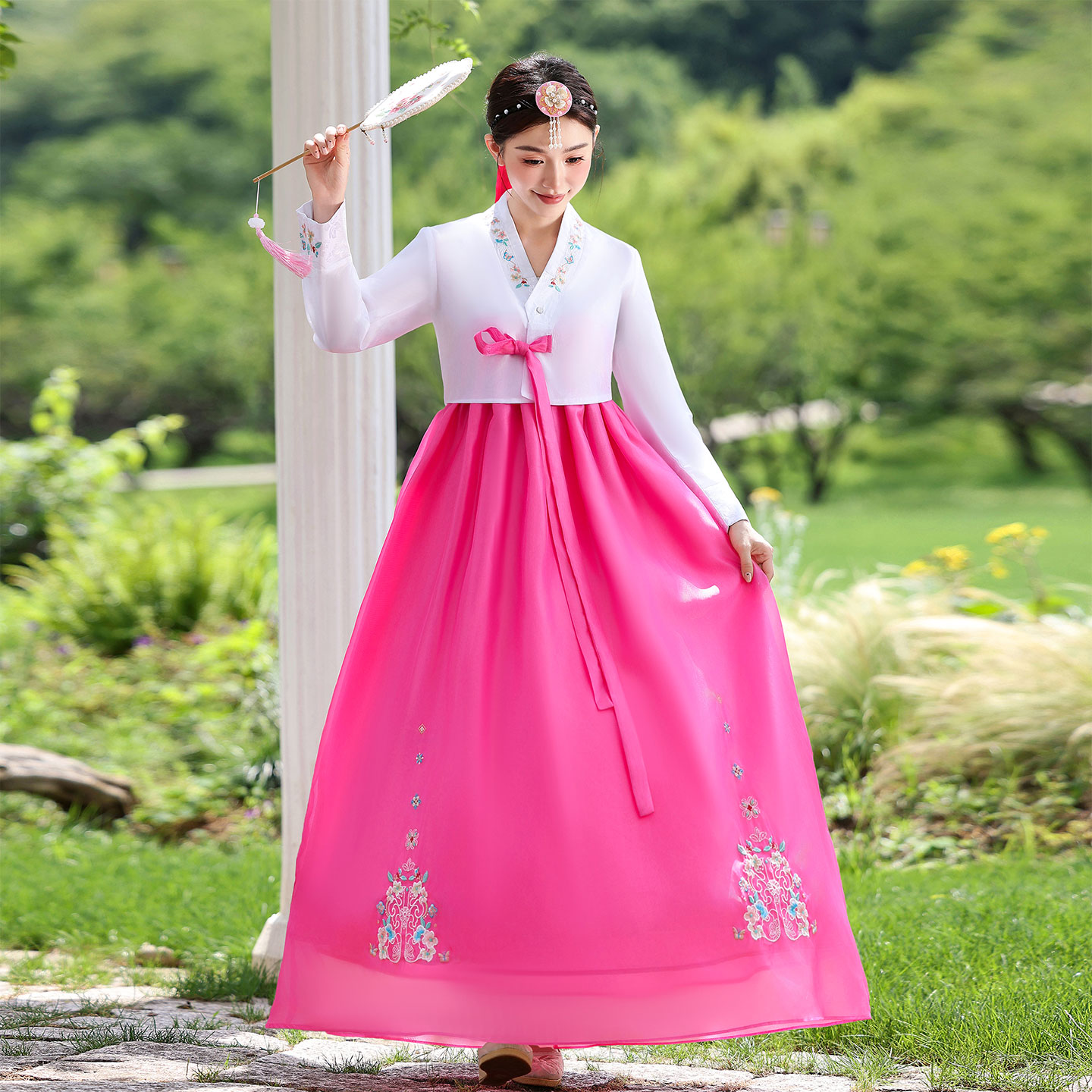 韩服舞蹈大长今演出刺绣网红同款延边舞台超仙女装朝鲜族韩国摄影