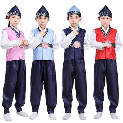 新款传统韩国男童古装儿童韩服男孩演出服改良朝鲜族小孩宝宝童装 虎窝淘
