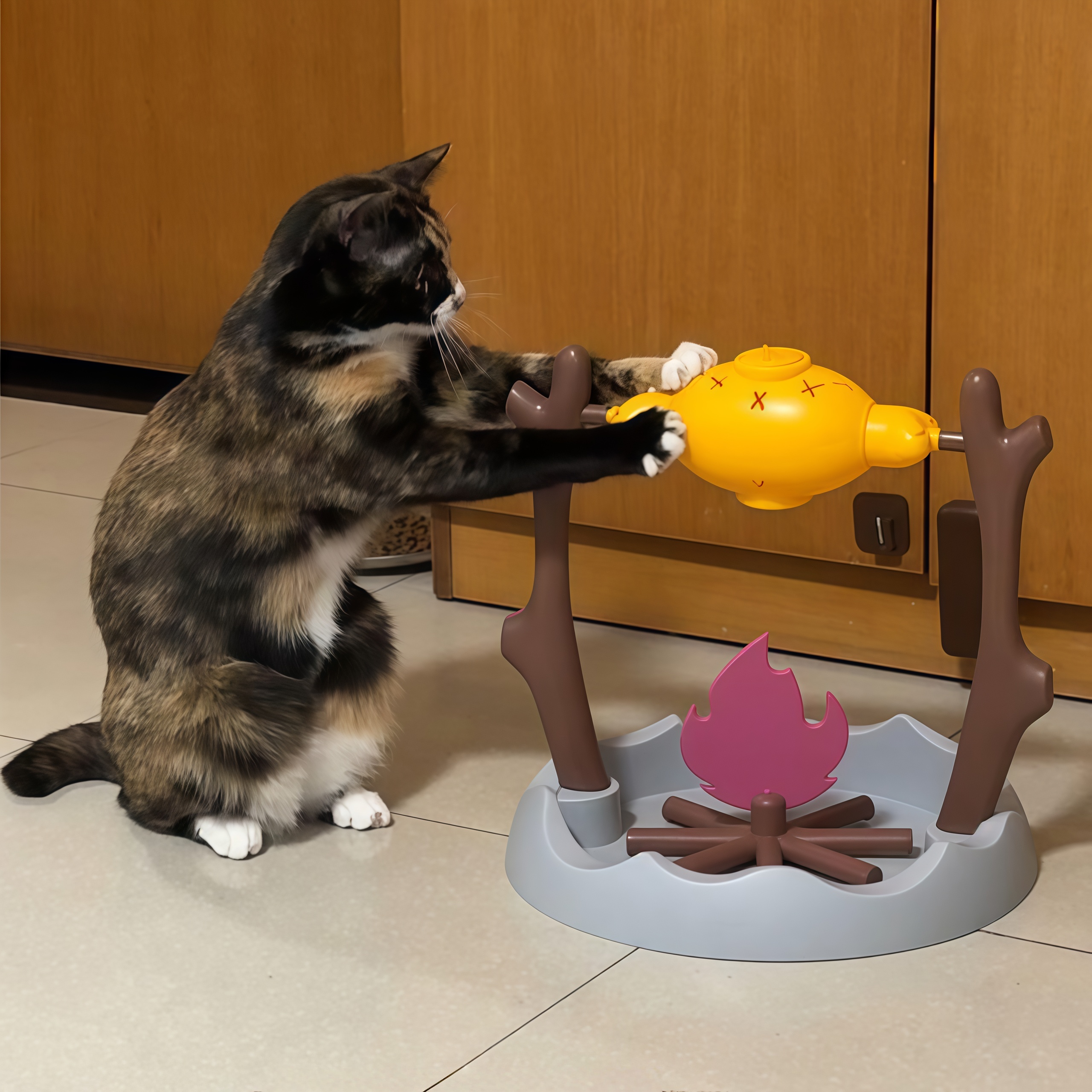 只想安静烤火的小猫咪!