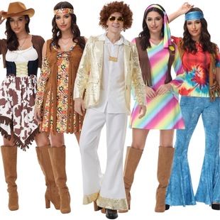 复古极乐迪斯科80年代嬉皮士舞会嘻哈cosplay舞台表演服男女套装