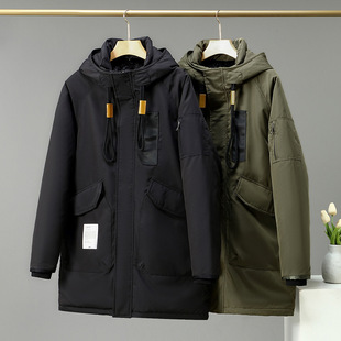 300斤大码派克服男中长款加绒加厚潮流胖子外套宽松棉衣连帽冬装