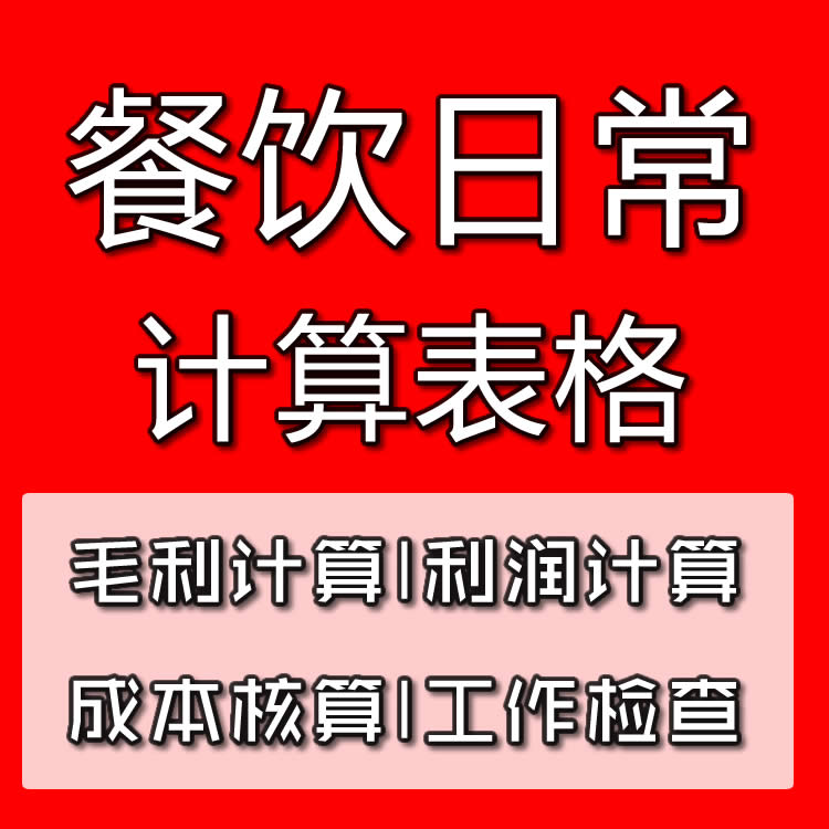 餐饮日常管理运营菜品成本自动核算工具表格利润平衡点高效表格