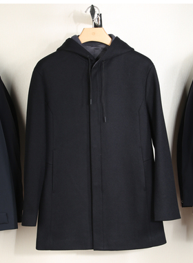 金利来男装外套 冬季新款连帽中长款商务毛呢大衣MJLF39013218-99