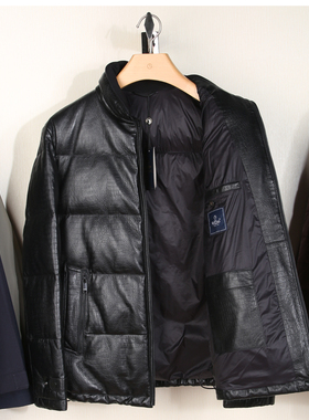 金利来男装真皮羽绒皮衣 冬季立领成熟羊皮外套MJC22141421-99