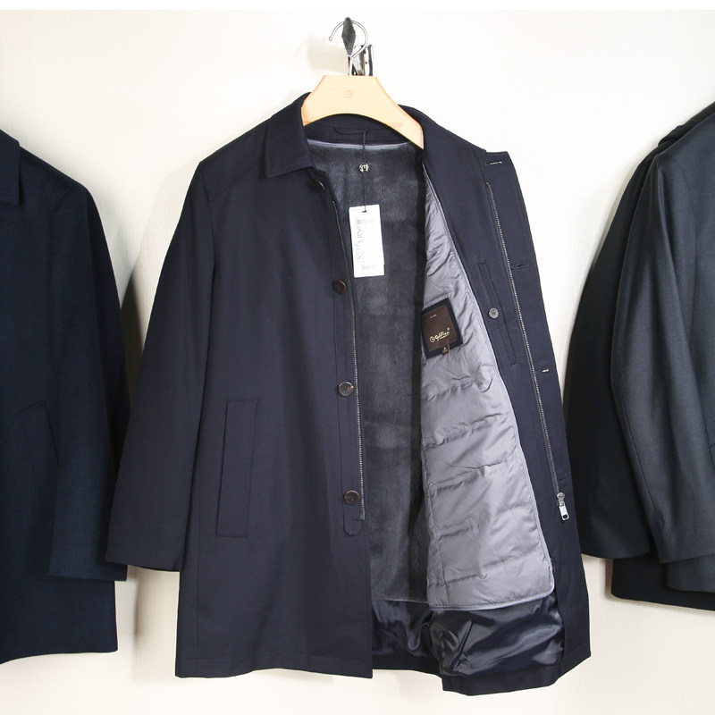 金利来男装羽绒兔毛内胆棉服外套