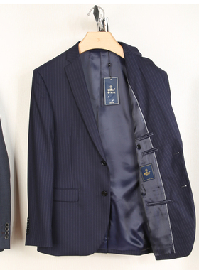 金利来男装西服男春秋季修身条纹羊毛商务西装外套MZT22251807-95