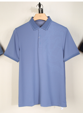 金利来男装夏季印花翻领修身弹力专柜短袖T恤MTSG13912070-15-95