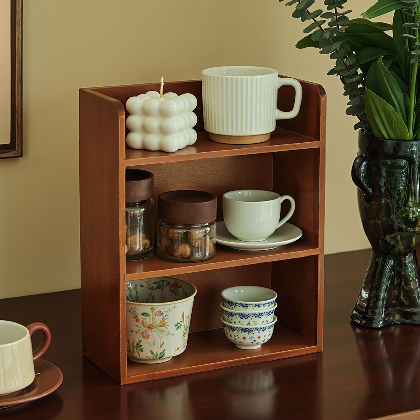 木质多层复古桌面收纳架