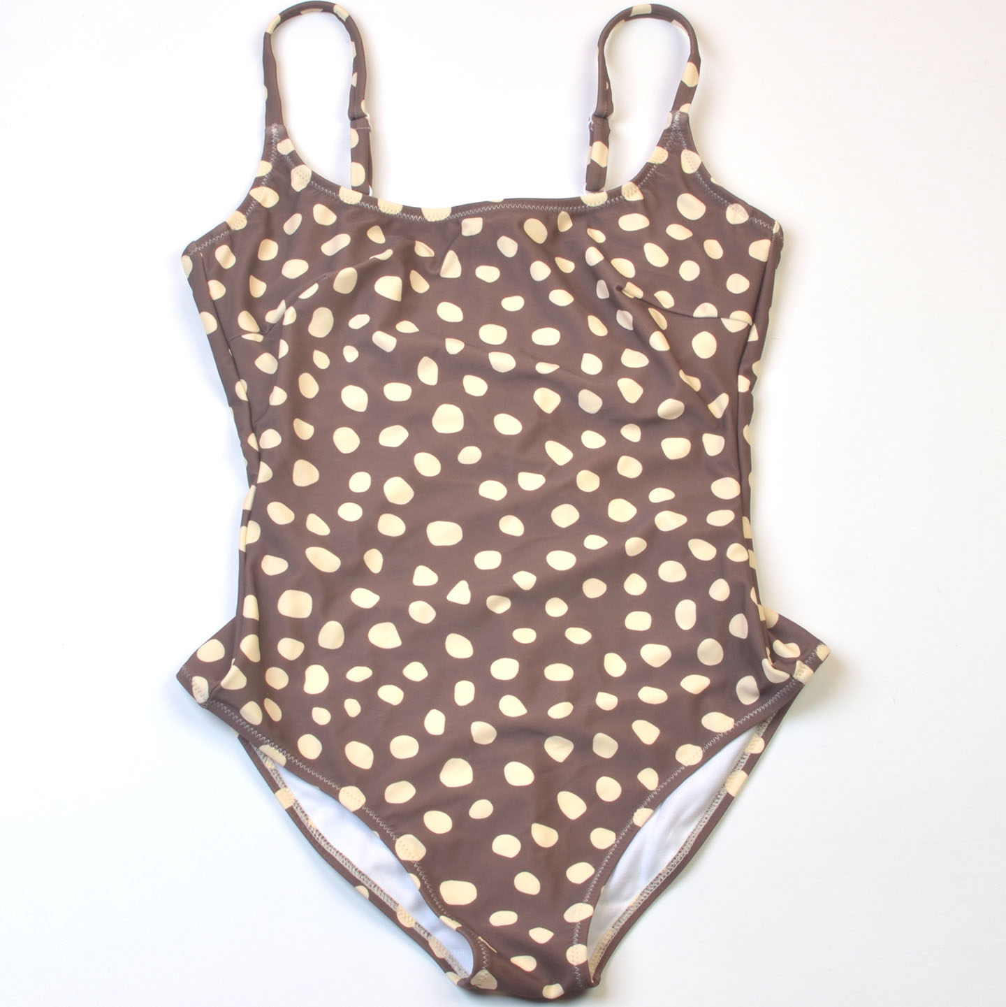 荷兰品牌BAR**度假聚拢波点复古连体泳衣女修身显瘦泳装带胸垫