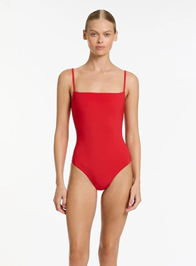 澳洲高端品牌JE**收腰性感显瘦红色连体泳衣时尚泳装女款