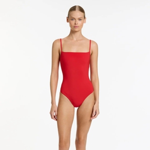 澳洲高端品牌JE**收腰性感显瘦红色连体泳衣时尚泳装女款