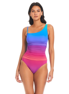 设计师品牌BLEU新款时尚印花修身连体泳衣显瘦度假泳装女多款