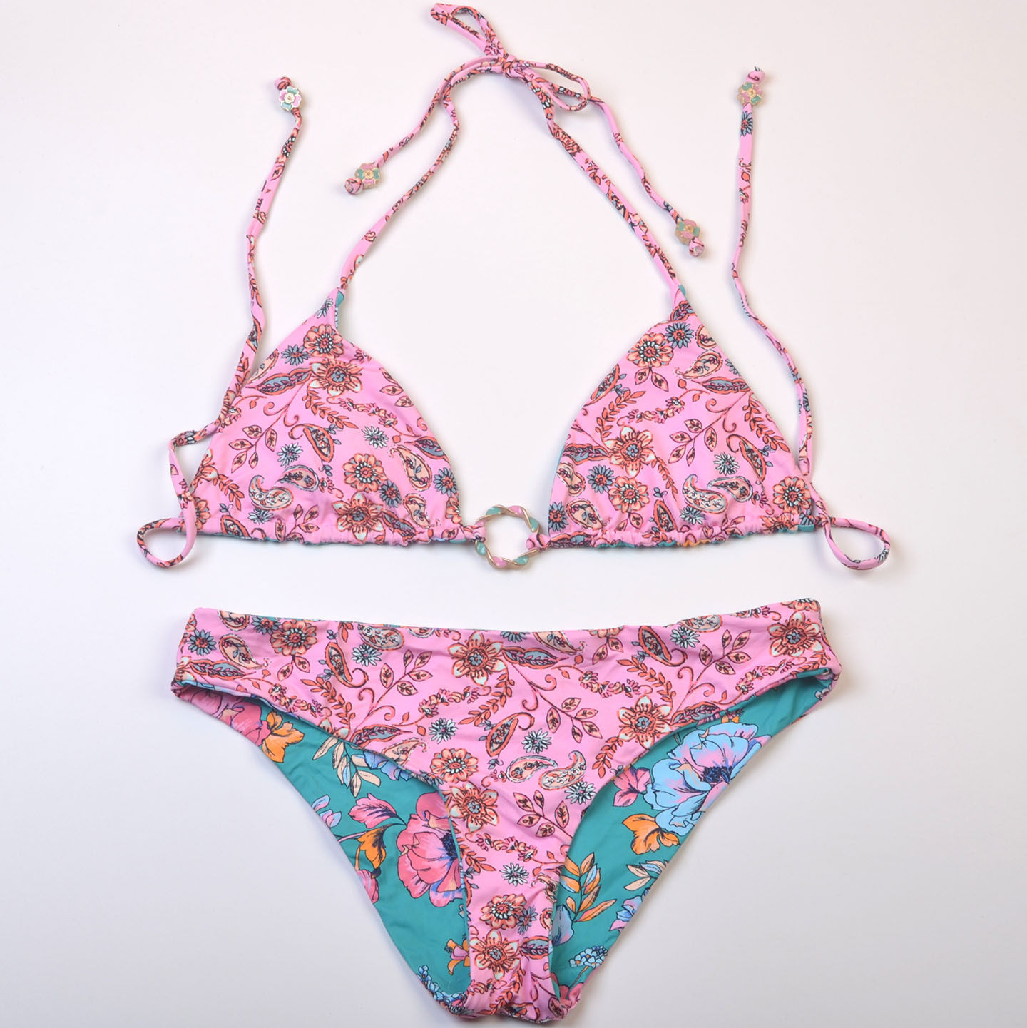 美国时尚品牌Jess**新款性感印花比基尼度假bikini泳装女带胸垫