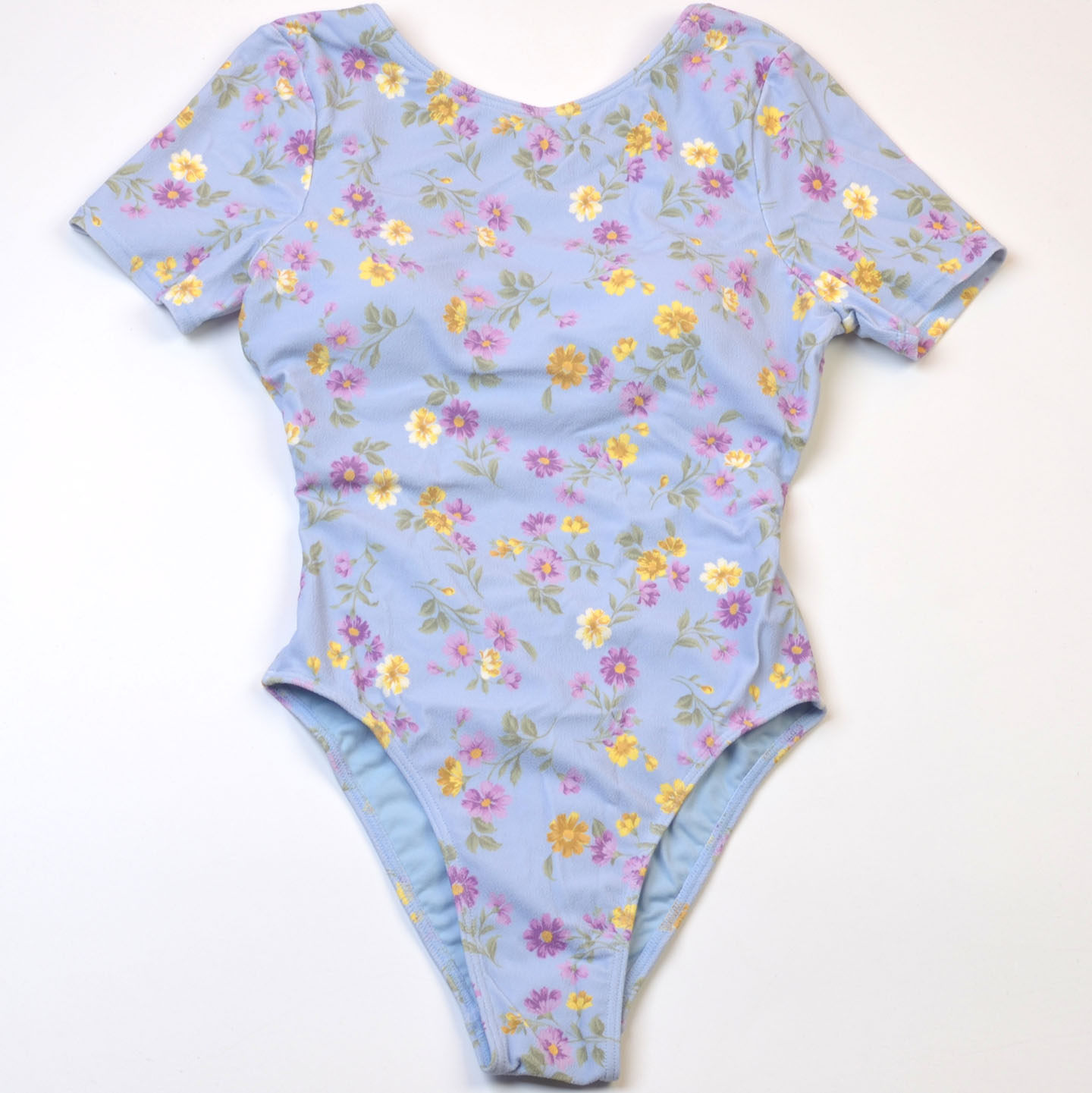 澳洲品牌Ro**海边度假复古小碎花短袖连体泳衣女修身显瘦女款泳装