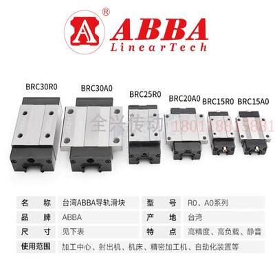 ABBA滑块导轨BRC/BRD15/20/25/30/35/45/R0/LR/A0/LA/U0/SU/BS/AL