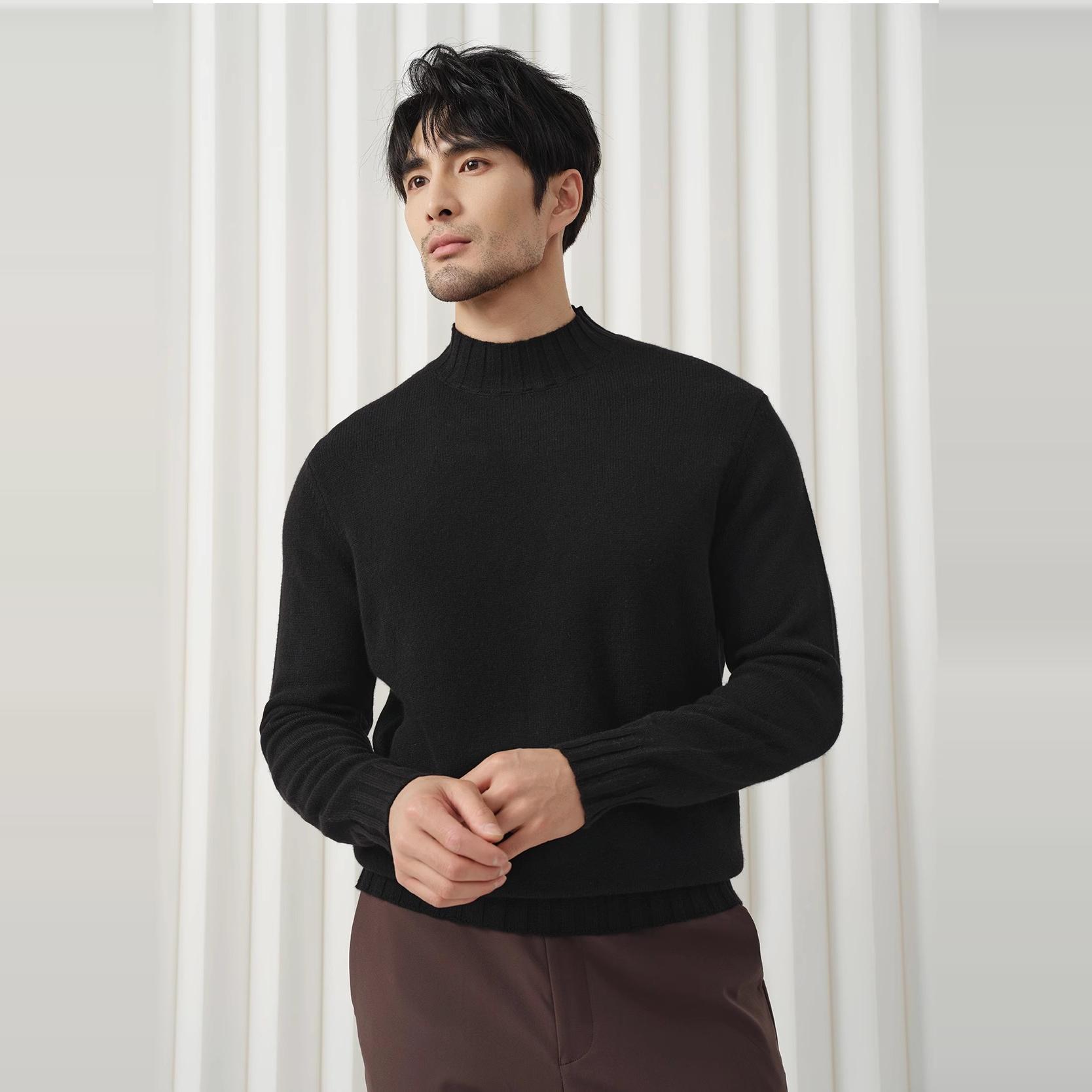 粗针加厚羊绒羊毛半高领