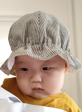 亚麻婴儿遮阳帽可爱宝宝帽子夏季薄款新品女防晒太阳渔夫帽儿童男