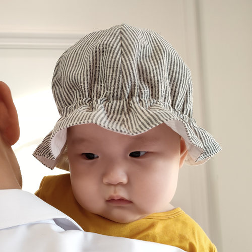 亚麻婴儿遮阳帽可爱宝宝帽子夏季薄款新品女防晒太阳渔夫帽儿童男