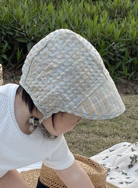 宝宝帽子春夏遮阳防晒帽婴儿帽子男女宝透气薄款春秋大帽檐太阳帽