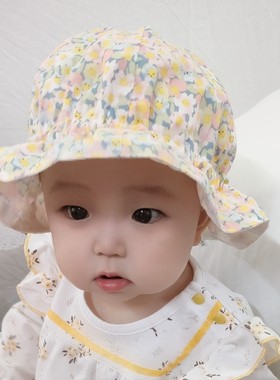 婴儿渔夫帽夏季公主洋气春秋薄款太阳帽女宝宝防晒帽纯棉遮阳