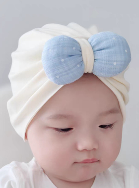 婴儿帽子秋冬婴幼儿胎帽男宝宝印度帽新生儿春秋护囟门帽纯棉秋款