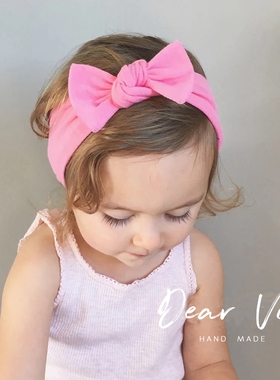 粉色蝴蝶结婴儿发带可爱公主宝宝儿童新生儿韩国0-12个月ins头饰