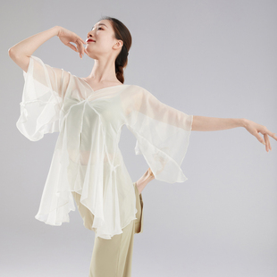 古典舞仙气纱衣轻盈飘逸飞飞袖 服演出垂坠感现代舞身韵练功服上衣