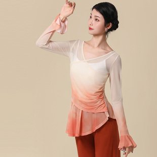 一城一舞古典舞蹈身韵纱衣飘逸花朵袖荷叶边中国舞练功形体集训服