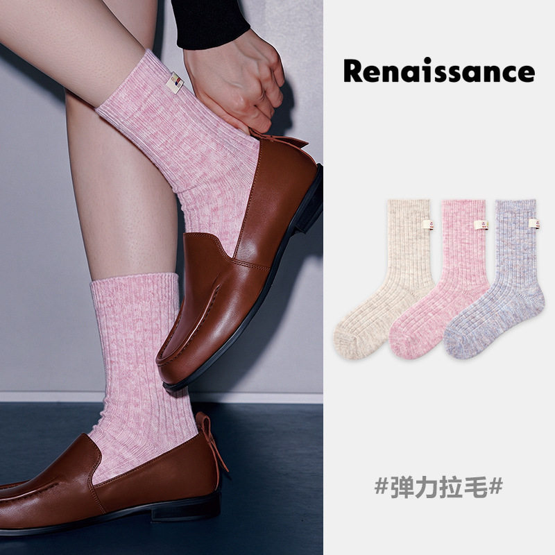 文艺复兴堆堆保暖中筒袜女