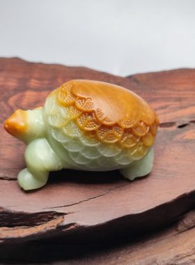 精品和田玉河磨玉金钱龟手把件茶宠小摆件黄皮巧雕饱满圆润
