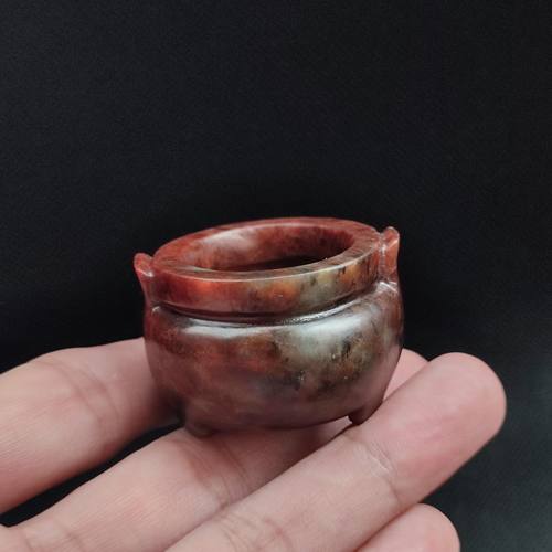 精品收藏河磨玉火燎皮香炉摆件器物之美手工雕刻璞玉香炉