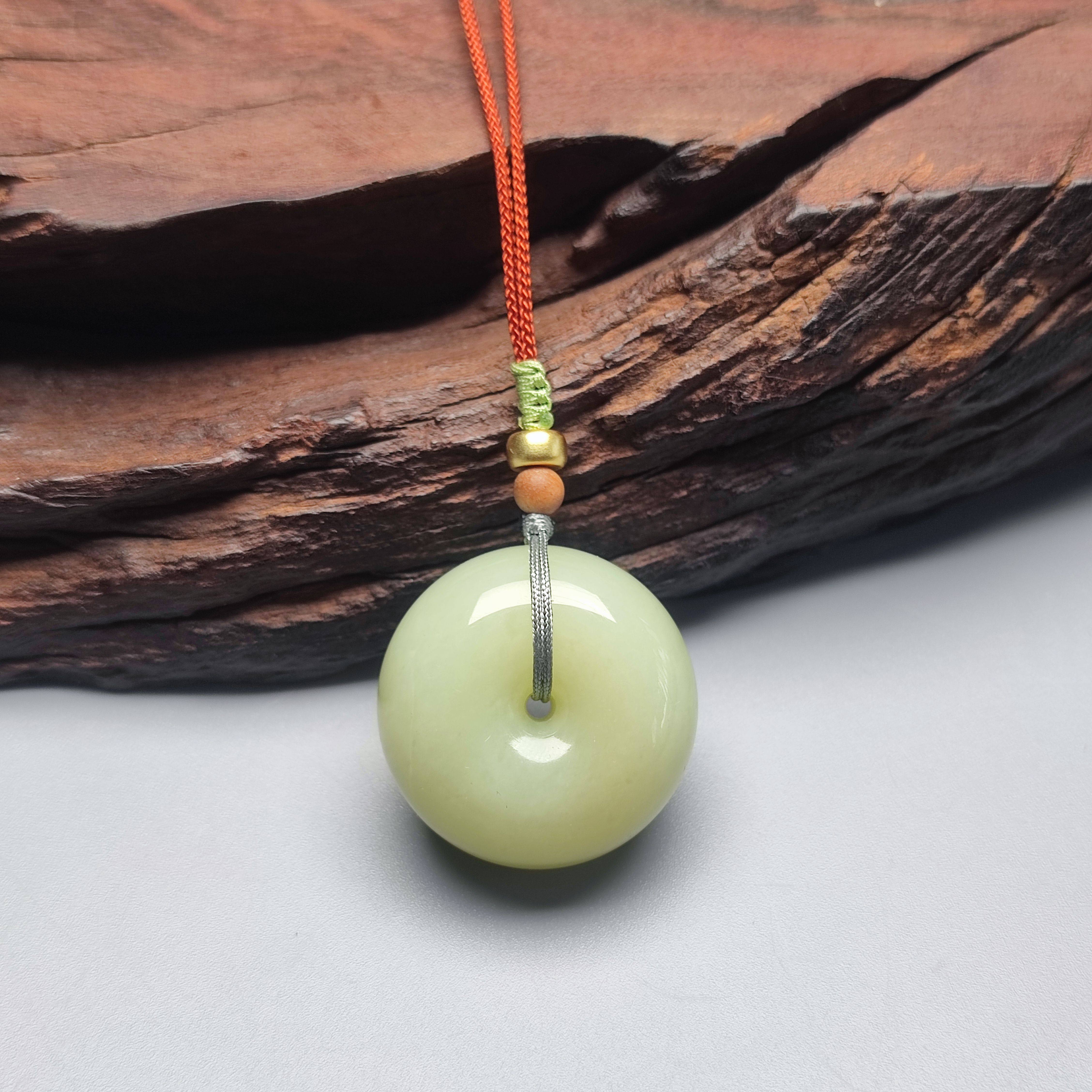 精品收藏天然和田玉黄白老玉平安扣吊坠天然玉石平安扣吊坠面包扣