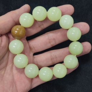 精品手串天然颜色巧雕手工雕刻黄白老玉老坑料18mm圆珠手串手链