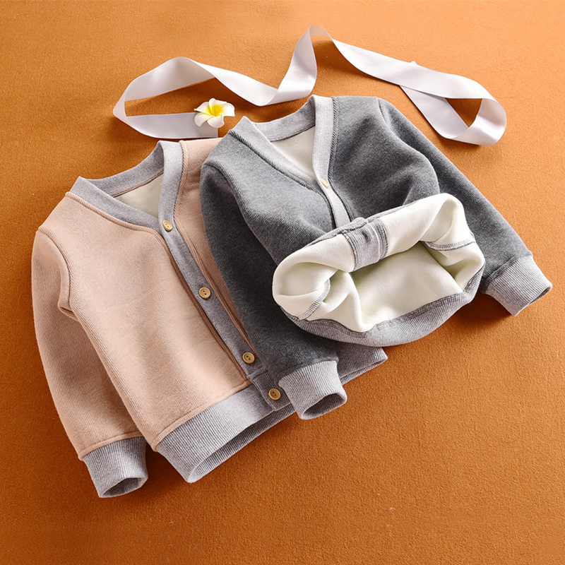 保暖加绒女童外穿衣服洋气开衫