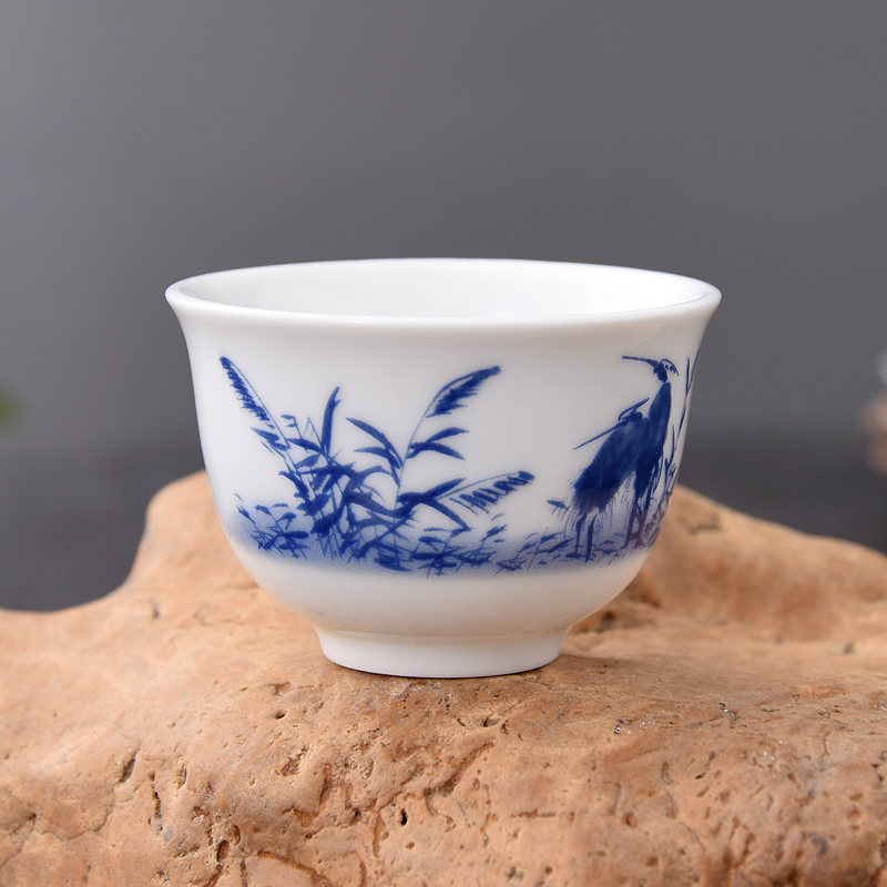 青花陶瓷茶杯品茗杯功夫茶具杯特小号茶钟袖珍型茶杯小茶杯老爷杯