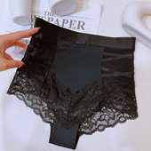女大码 胖MM200斤裤 衩大裤 高腰内裤 头镂空蕾丝性感三角裤 黑色