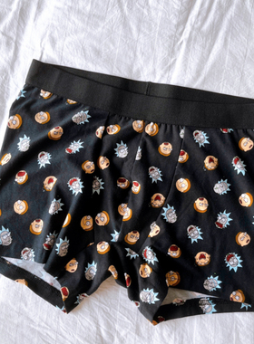 男士内裤纯棉平角裤四角裤黑色全棉立体裁剪U凸夏Rick and Morty