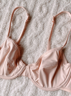 欧美大码内衣女挂脖美背文胸夏薄款光面D杯大胸显小胸罩钢圈奶罩