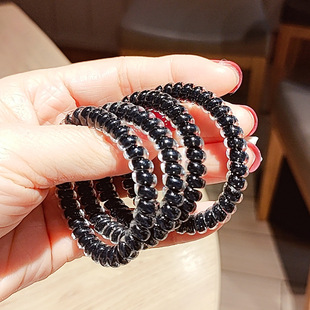 电话线半透明发圈韩版黑色加粗头绳皮筋扎头成人简约高级马尾头饰